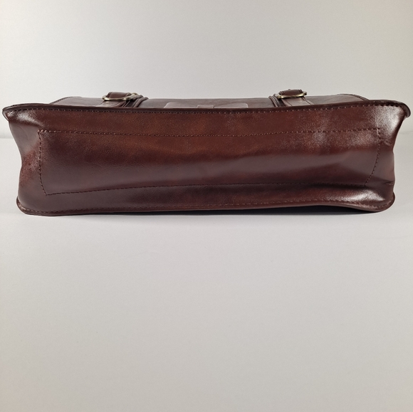 ECOSUSI Women's Briefcase Leather Laptop Brown Satchel with Bow Accent - Picture 7 of 9